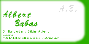 albert babas business card